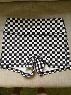 Fleo Black & White Checkerboard Athletic Shorts